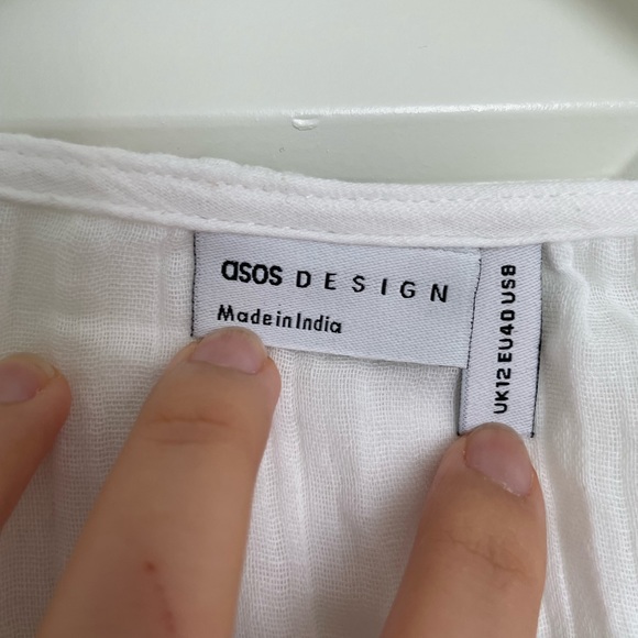 ASOS DESIGN natural crinkle long sleeve blouse with tie front - Picture 7 of 7